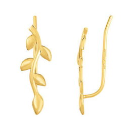 【送料無料】ネックレス　イエローゴールドオリーブツリーブランチクライマーイヤリング14k yellow gold olive tree branch climber earrings