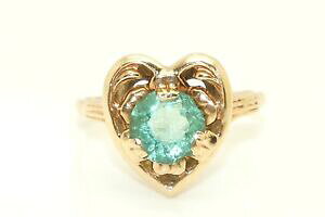 yzlbNX@re[WkCG[S[hO[y[XgOTCYesemco vintage 10k yellow gold green paste heart ring, size m 12