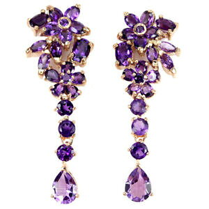 yzlbNX@AWXgX^[OVo[t[CO45x16 mm natural purple amethyst mixed shape sterling 925 silver flower earring