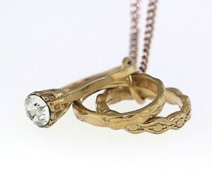 【送料無料】ネックレス イエローゴールドブライダルyellow gold bridal 3 rings set charm guaranteed genuine 9k gold：hokushin