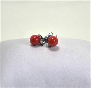 �y���������z�l�b�N���X�@k�z���C�g�S�[���h�C�������O�r�[�Y18k white gold earrings red coral beads obht 0103