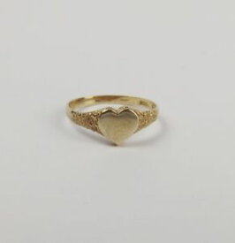 【送料無料】ネックレス　イエローゴールドラブハートリングサイズ9ct yellow gold love heart ring uk size p us 7