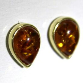 【送料無料】ネックレス　オレンジイエローゴールドスタッドイヤリングlovely pear amber 9ct yellow gold stud earrings