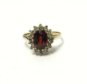 yzlbNX@czNX^TCYnvintage 9ct198623gvintage 9ct gold garnet cz ring cluster uk size n hallmarked 1986 23g