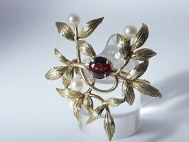 【送料無料】ネックレス　ゴールドガーネットパールフラワーブローチbeautiful 9ct gold, garnet and pearl flower brooch