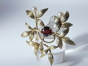 yzlbNX@S[hK[lbgp[t[u[`beautiful 9ct gold, garnet and pearl flower brooch