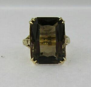 yzlbNX@S[hX[L[NI[cOTCYTCYlarge 9ct gold and smoky quartz ring, uk size k, us size 525