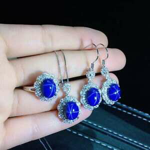 yzlbNX@X^[CgTt@CAX^[OVo[y_gCOOZbgnatural starlight sapphire 925 sterling silver pendant earrings ring set gifts