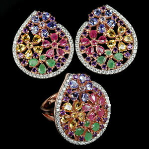 yzlbNX@Vg^UiCgGhr[AWXgX^[OVo[Zbggenuine aaa citrine tanzanite emerald ruby amethyst cz sterling 925 silver set