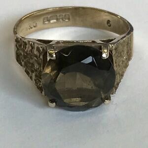 yzlbNX@oCo1970s9ctCF[S[hTCYm121977retro 1970s solid 9ct yellow gold large smoky quartz ring size m12 1977