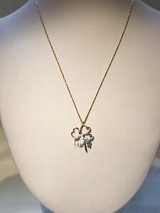 �y���������z�l�b�N���X�@�\���b�h�C�G���[�S�[���h�N���[�o�[14ct solid yellow gold clover neclace