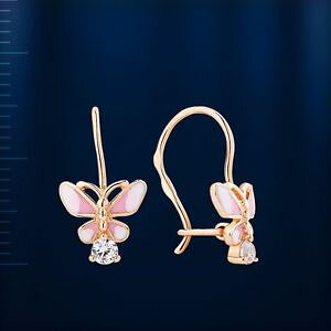 �y���������z�l�b�N���X�@���V�A���[�Y�S�[���h�C�������O�s���N�G�i����russian rose gold 14k 585 kids earrings pink enamel and cz nwt stunning 137 g