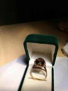 yzlbNX@vintage 1970s smokey quartz 9ct hallmarked large ornatering size nvintage 1970s smokey quartz 9ct hallmarked large ornate