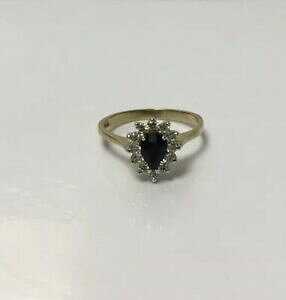 yzlbNX@Be[WS[hTt@CAOTCYvintage 9ct gold sapphire cz ring blue pear uk size k 18g hallmarked 1991