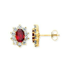 【送料無料】ネックレス　イエローゴールドルビークラスタスタッドイヤリング9ct yellow gold natural ruby amp; czs cluster stud earrings