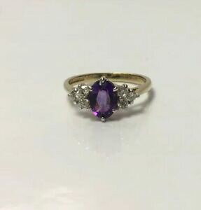 yzlbNX@TCY18gvintage9ctAWXgczNX^1991vintage 9ct gold amethyst cz ring cluster uk size i 18g hallmarked 1991