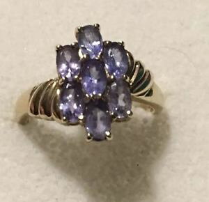 �y���������z�l�b�N���X�@�^���U�i�C�gk�S�[���h�N���X�^�����Otanzanite 9k gold cluster ring, genuine buy now