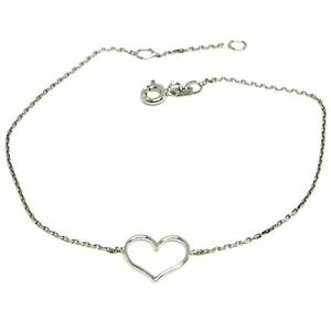 �y���������z�l�b�N���X�@�u���X���b�g�z���C�g�S�[���hbracelet white gold 18k 750, heart central perforated, length 1618 cm