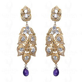 【送料無料】ネックレス　スターリングシルバーホワイトサファイアアメジストドロップイヤリング925 sterling silver white sapphire studded earrings with amethyst drops se041159