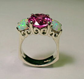 【送料無料】ネックレス　sterlingpink tourmaline opal ring size9sterling silver pink tourmaline opal ring size 9