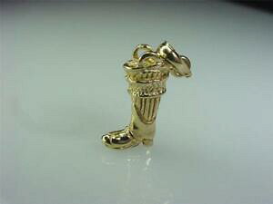 �y���������z�l�b�N���X�@���b�L�\���b�h�u�[�g�y���_���g14k gold 3d solid firefighter boot shoe charm pendant