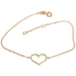 �y���������z�l�b�N���X�@�~�j�u���X���b�g���[�Y�S�[���hmini bracelet rose gold 18k 750, heart central perforated, length 1618 cm