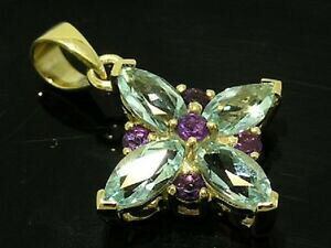 �y���������z�l�b�N���X�@�\���b�h�S�[���h�g�p�[�Y�A���W�X�g�N���X�^�[�y���_���gp017 delightful solid 9ct gold natural topaz amp; amethyst cluster pendant