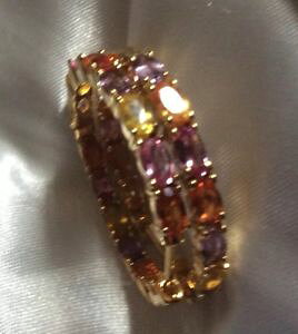 yzlbNX@}`Tt@CAt[vCOX^[OVo[725 ct, multi colured sapphire large hoop earrings, gold over sterling silver