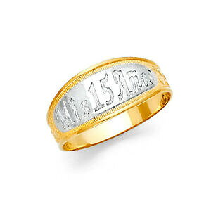 �y���������z�l�b�N���X�@�g�[���\���b�h�S�[���h�����O14k real two tone solid gold mis 15 aos quinceaera ring oro solido anillo