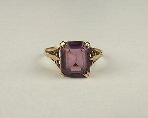 �y���������z�l�b�N���X�@9ct�C�F���[�S�[���h�A���W�X�g�T�C�Yn69ct yellow gold amethyst ring uk size n us 6