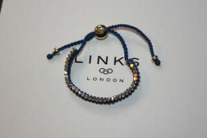 送料無料 ネックレス ロンドンスターリングシルバーネイビーミニブレスレットリンクgenuine links of london sterling silver 憧れ 大特価 navy bracelet bnib friendship blue mini
