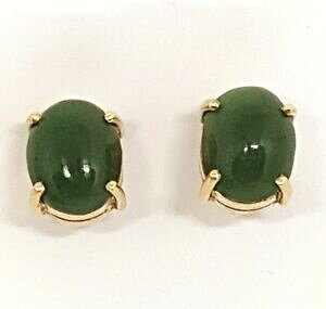 �y���������z�l�b�N���X�@�C�G���[�S�[���h�O���[���C�������O9ct yellow gold green stone possable jade gold earrings fully hallmarked