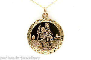 yzlbNX@S[h~ZgNXgt@[y_gC``F[{bNX9ct gold 19mm st christopher pendant and 18 inch chain gift boxed hallmarked
