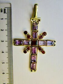 【送料無料】ネックレス　シルバークロスペンダントアメジストガーネット925 st silver cross pendant with amethyst amp; garnets