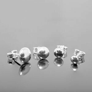 �y���������z�l�b�N���X�@�Z�[���X�^�[�����O�V���o�[�t���b�g�r�[�Y�{�[���X�^�b�h�C�������O 925 sterling silver flat bead ball studs earrings 3mm 6mm