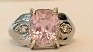 �y���������z�l�b�N���X�@�s���N�z���C�g�W���R���V���o�[�Z�b�g�����O4ct pink kunzite and white zircon ring set in 925 silver