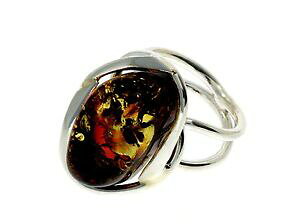 �y���������z�l�b�N���X�@�o���g�X�^�[�����O�V���o�[�����Ocertified unique baltic amber amp; 925 sterling silver ring rg0583