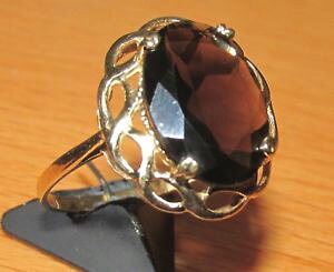 yzlbNX@9ctCF[S[hguartzTCYssecondhand 9ct yellow gold large oval smoky guartz ring size s