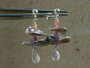 yzlbNX@Vo[COr[YsNIWsNNH[csilver earrings, beads keishi, saphires pink amp; orange, pink quartz