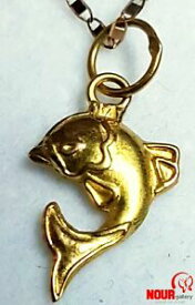 【送料無料】ネックレス　ユニークエジプトイルカkイエローゴールドペンダント unique egyptian handmade dolphin hallmark 18k yellow gold pendant 079
