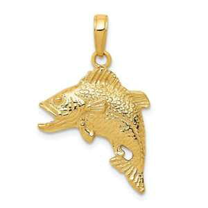 �y���������z�l�b�N���X�@listing14k�C�F���[�S�[���h�y���_���g�W�����v listing14k yellow gold jumping bass fish pendant
