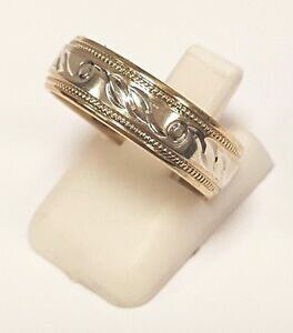 �y���������z�l�b�N���X�@�z���C�g1 stunning 9ct white amp; yellow solid gold patterned wedding ring