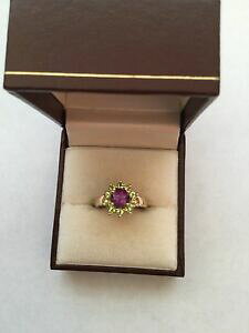 yzlbNX@CG[S[hNX^OTCYhallmarked 375 9ct yellow gold green and purple cluster ring sizej 12