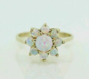 yzlbNX@CG[S[hIp[NX^O9ct yellow gold opal cluster ring