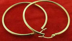 �y���������z�l�b�N���X�@�C�G���[�S�[���h×�t�[�v�N���I�[���X���[�p�[�C�������O9ct yellow gold 44x2mm round polished tube hoop plain creole sleeper earrings