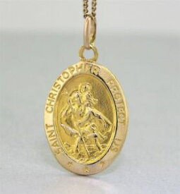 【送料無料】ネックレス　イエローゴールドゴールドサンメダルyellow gold saint chrisopher medal guaranteed genuine 9k gold