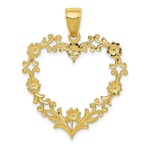 �y���������z�l�b�N���X�@�n�[�g�y���_���g listing14k large floral heart pendant c2149