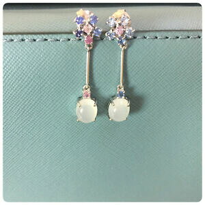 yzlbNX@r}[Xg[Tt@CACOburma natural moonstone and assorted colour sapphire earring