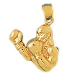 【送料無料】ネックレス　イエローゴールドボクシングボクサーペンダントアメリカ14k yellow gold boxing boxer pendant charm, made in usa