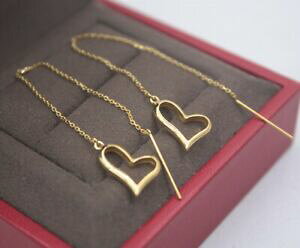 �y���������z�l�b�N���X�@�s���Ak�C�G���[�S�[���h�n�[�g�C�������O listing arrival pure 18k yellow gold heart charm long dangle earrings au750 105mm h